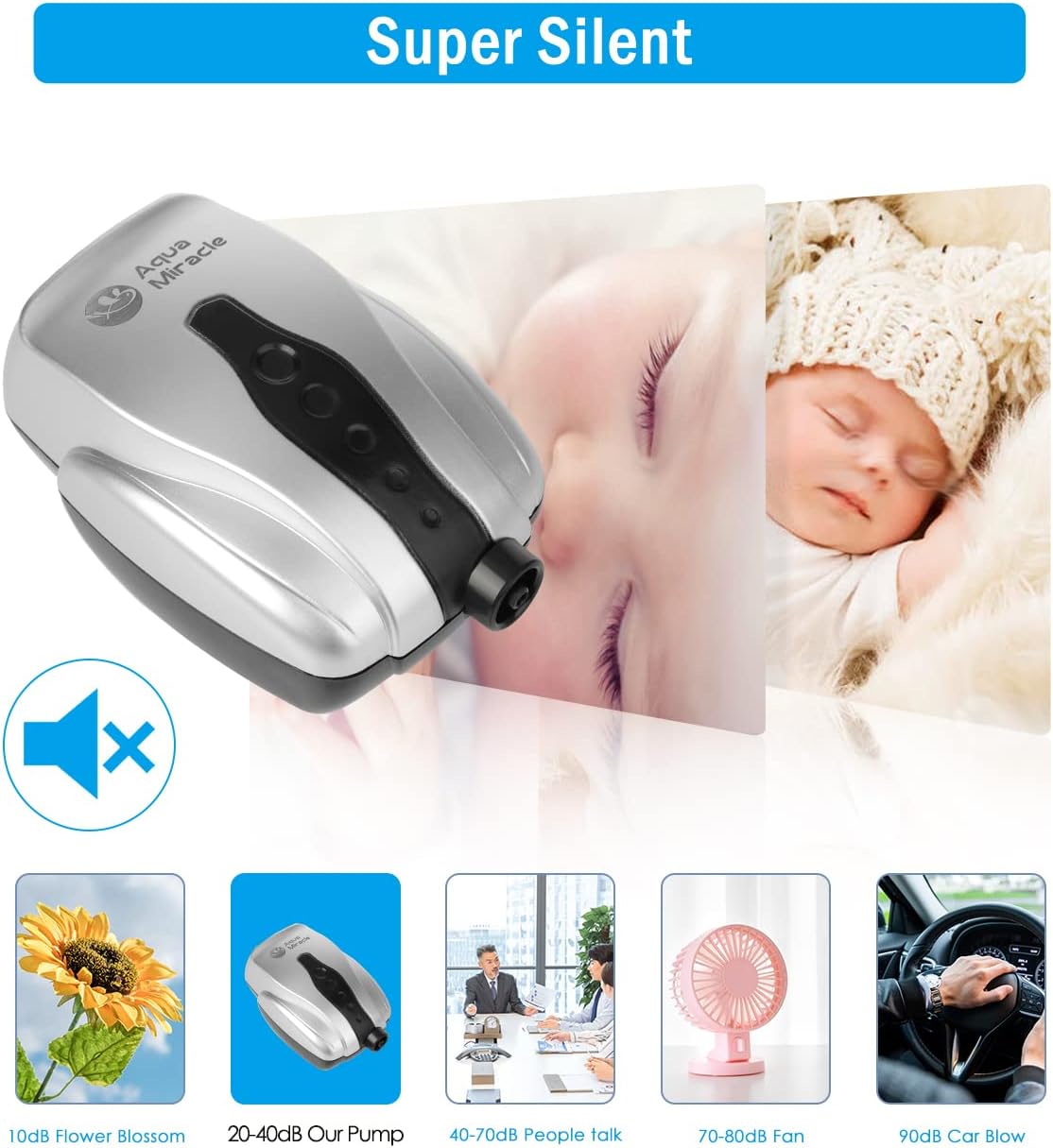 AquaMiracle Aquarium Air Pump Fish Tank Bubbler 3