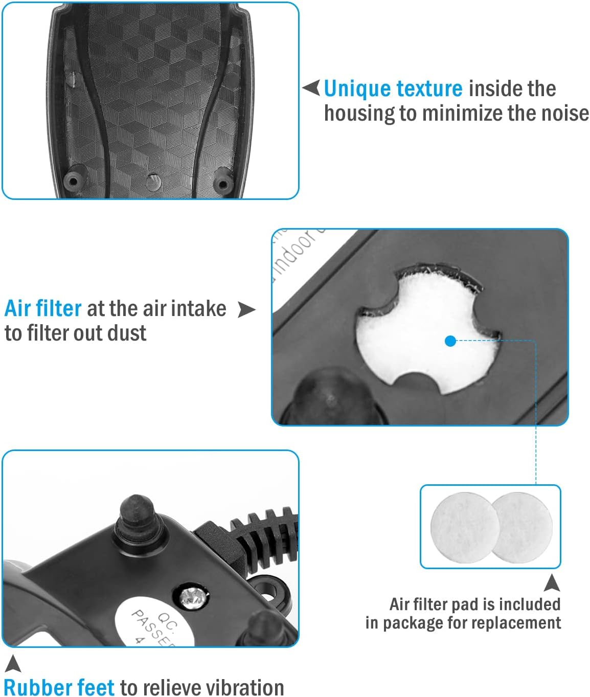 AquaMiracle Aquarium Air Pump Fish Tank Bubbler 4