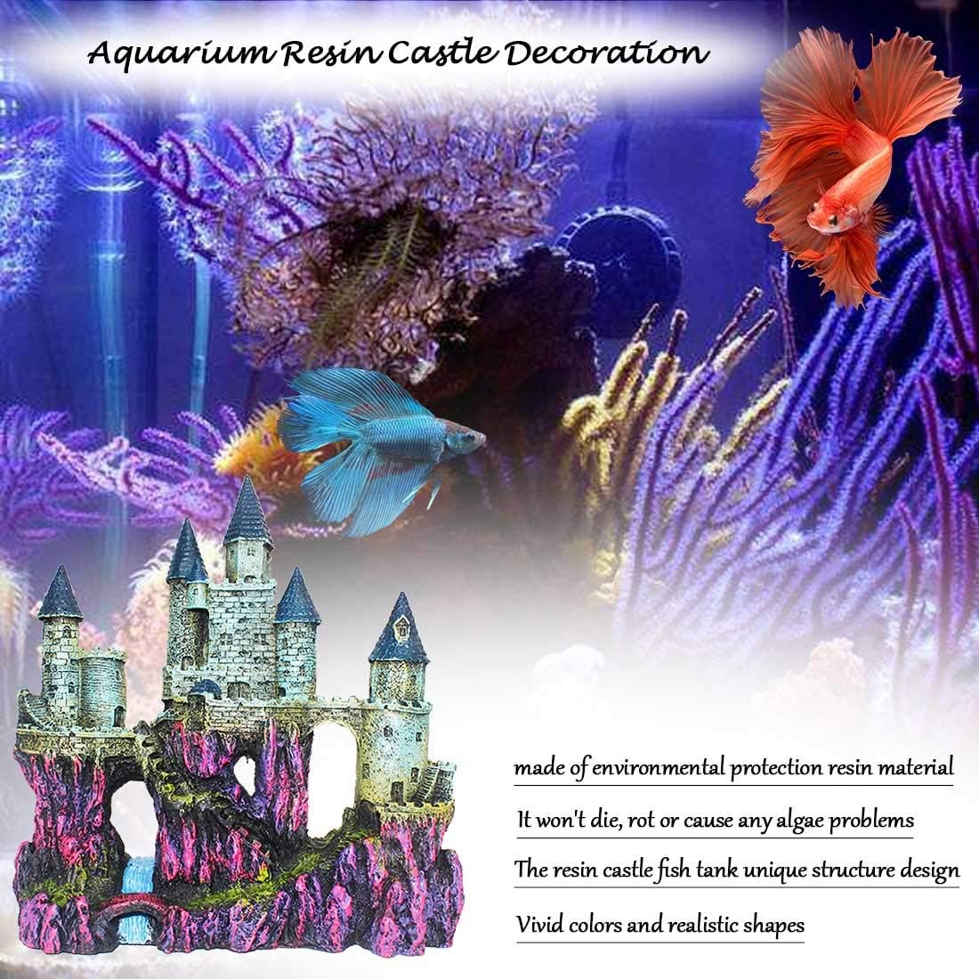 PINVNBY Aquarium Resin Castle q5