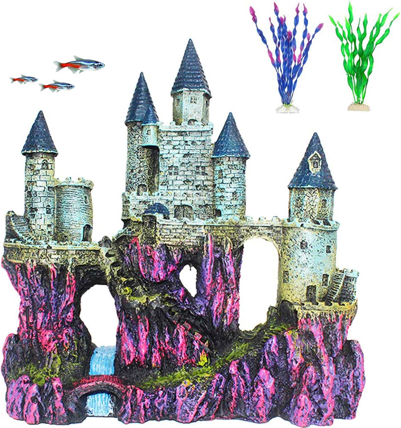 PINVNBY Aquarium Resin Castle