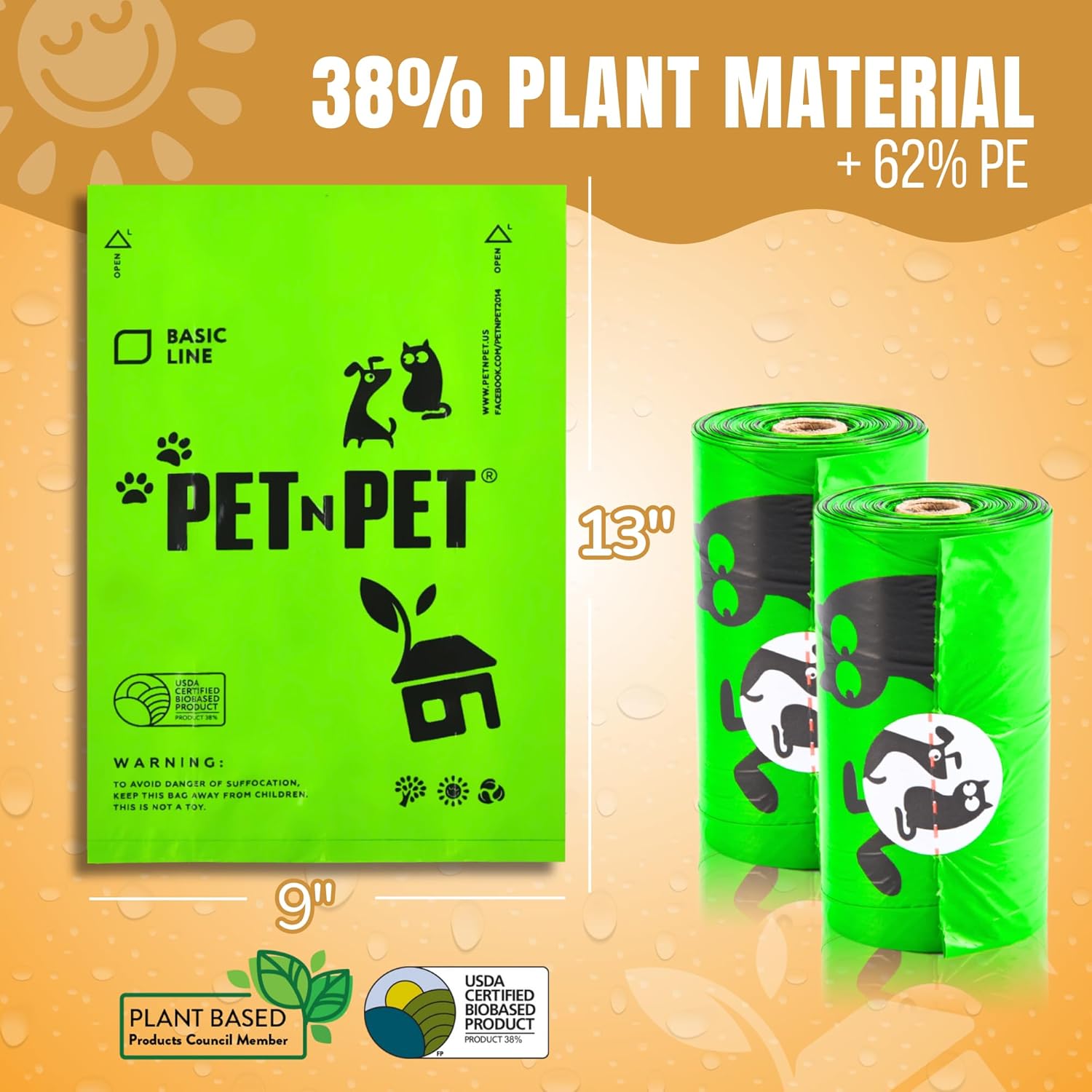 Pet N Pet 270 Counts Green Poop Bags 1